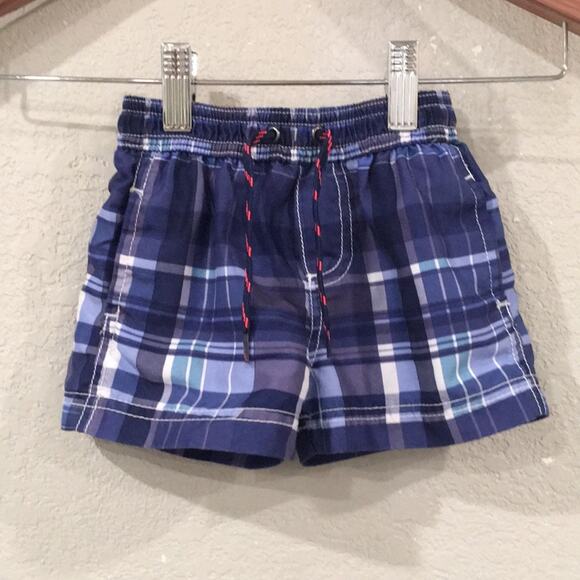 Carter's Other - Carter’s Baby Boy Sz‎ 6-9M Swim Trunks Blue Plaid Pull On Swimwear Preppy Beach
